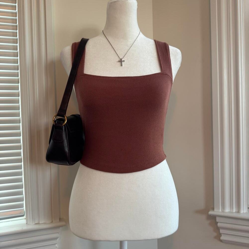 Abercrombie finch soft ribbed nude brown tank top